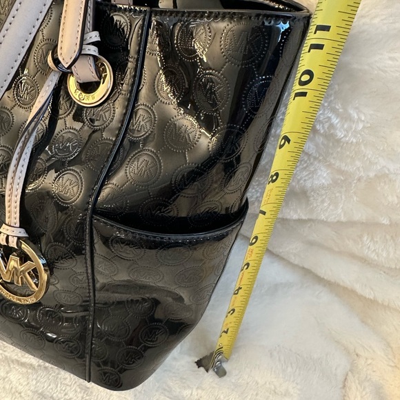 Michael Kors Glossy Black Tote with Gold Accents - Picture 7 of 10